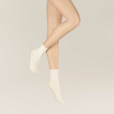 KUNERT Damen SENSUAL COTTON -  39/42 - Samtige Söckchen mit Rollrand - Winterweiss (Weiß)