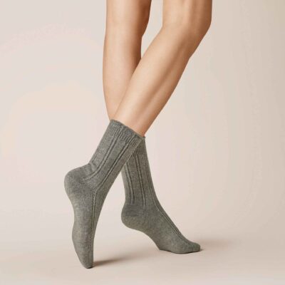 KUNERT Damen BEDSOCKS -  35/38 - Elegante Kuschelsocken für kalte Tage - Lichtgrau (Grau)