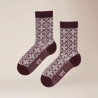 KUNERT Damen Allover Flower - 35-38 - Socken mit Blumen-Muster - Dark raisin 1640 (Pink/Violett)