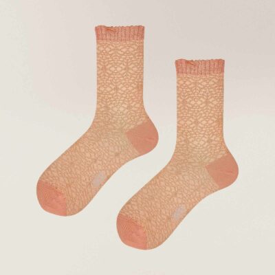 KUNERT Damen DIVINE -  35/38 - Damen Socken mit verschnörkelter Netz-Musterung - Petal (Orange)