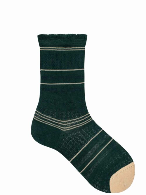 KUNERT Damen LATENT   -  35/38 - Damen Socken mit Ringelmusterung und schimmernden Elementen  - Cameo-green (Grün)
