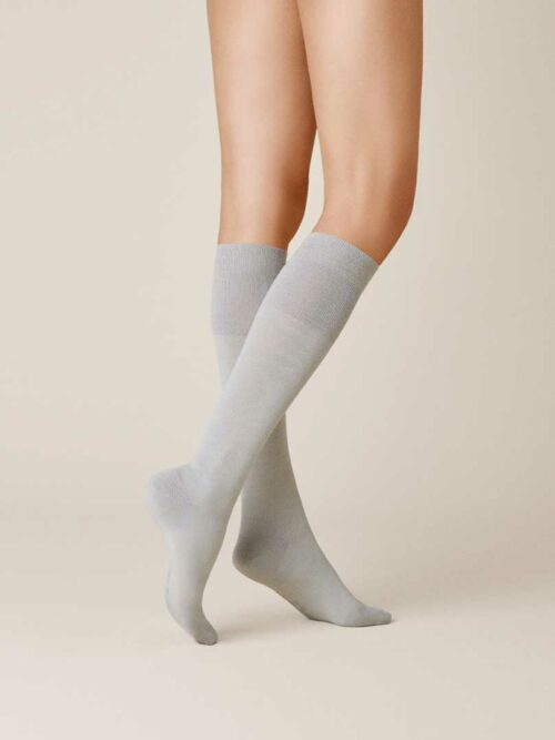KUNERT Damen SOFT WOOL COTTON -  39/42 - Weiche Kniestrümpfe aus Merino- und Baumwolle - Lichtgrau (Grau)